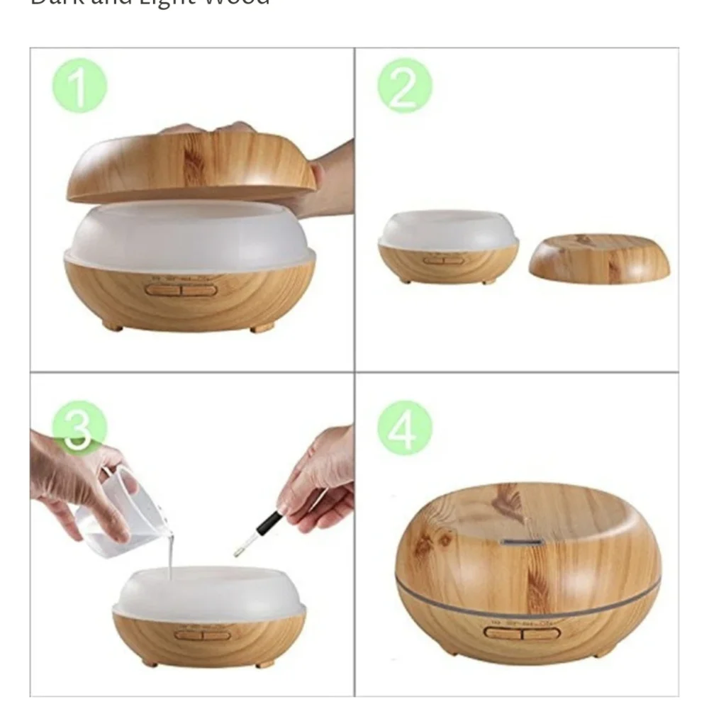 Wood Grain Essential Oil Diffuser with LED Light